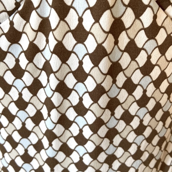 George Stretch Work Casual Brown/Blue Print Blouse Size Medium​ - Picture 3 of 7